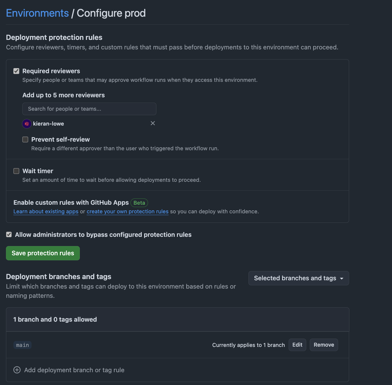 GitHub Env Settings