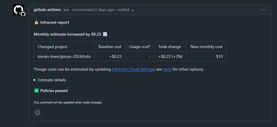 Infracost PR Comment