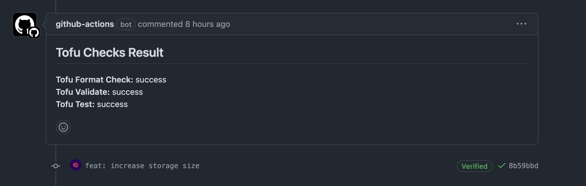 Tofu Checks PR Comment